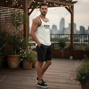 Camiseta Deportiva de Verano para Hombre, sin Mangas, Cuello Redondo, Personalizable, Transpirable, de Secado Rápido, Color Sólido, Algodón y Elastano, Tallas Grandes - Product Image 3