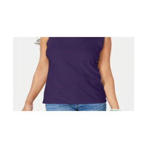 เสื้อกล้ามคอเต่าสีม่วงสำหรับผู้หญิง ยี่ห้อ Karen Scott ไซส์เล็ก แบบพื้นฐาน สวมใส่สบาย ระบายอากาศได้ดี ผลิตจากผ้าเรยอนและผ้าซาติน รับสกรีนโลโก้ - Product Image 2