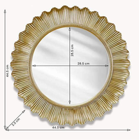 Miroir mural en métal avec cadre en forme de feuille, finition antique en cuivre, pour la décoration de la maison, du salon, de l'hôtel, du couloir, à suspendre au mur