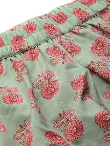 Pijama de 2 piezas Sexy suave y sencillo con estampado de algodón 100% Floral para mujer, de talla grande, mangas tres cuartos, ropa de dormir al por mayor OEM - Product Image 5