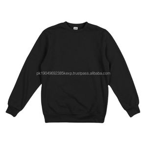 100% algodón liso teñido cuello redondo sudadera para hombres patrón sólido invierno estilo Casual con bordado personalizado y logotipo para hombres - Product Image 1
