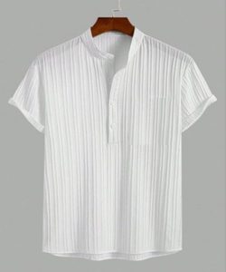 เสื้อยืดคอวีลำลองสำหรับผู้ชายผ้าทอแข็งน้ำหนัก200กรัม - Product Image 5