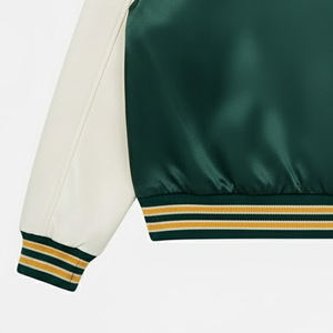 In One Black Solid Color Good Supplier With Reasonable Price Product <b>Make</b> <b>Your</b> <b>Own</b> Men Vintage Satin Varsity Jackets Premium - Product Image 4