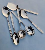 Ensemble de couverts en acier inoxydable écologique de qualité supérieure, style royal, avec poignée à nœud doré, comprenant cuillère de service et spatules ajourées pour friture