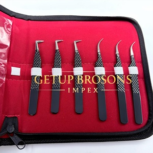 แหนบต่อขนตา GETUP BROSONS IMPEX สีดำเคลือบผงสีเงิน ปลายสแตนเลส ป้องกันไฟฟ้าสถิต ทนทาน เรียบลื่น ขนาด 10 มม. จับถนัดมือ - Product Image 1