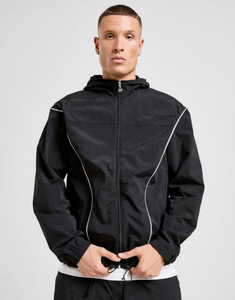 High Zip up Nylon Crinkle Track Pants 2 Piece Set <b>Men</b> Streetwear With Piping Elastic Cuffs Unisex Nylon Windbreaker <b>Tracksuit</b> - Product Image 3