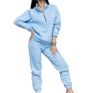 2 Pcs Set Fall Sweatshirt Pants Set Loose Warm Stand Collar Elastic Waist Lady Clothing>Women's Sets - Product Image 5