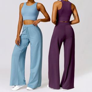 Ropa personalizada de verano con logotipo personalizado, ropa de mujer, camisetas sin mangas recortadas, pantalones, trajes con tinte de corbata, Conjunto de camiseta sin mangas de manga corta, servicio OEM - Product Image 2