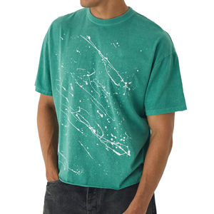 Camisetas Cortas de Corte Cuadrado y Peso Pesado para Hombre, 100% Algodón, Diseño Holgado con Hombros Caídos, Camiseta de Corte Cuadrado Extra Grande para Hombre - Product Image 1