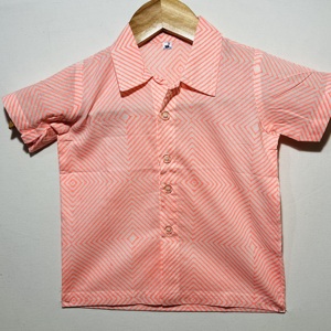 Camisa Casual de Algodón con Estampado Geométrico para Niños, con Cuello |   Camisa de Verano de Manga Corta con Botones - Product Image 1