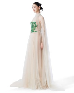 <b>EMERALD</b> <b>dress</b> _ couture luxury evening <b>dress</b> from local brand Vietnam - Product Image 6