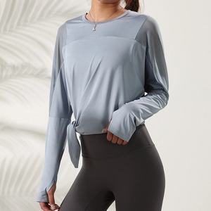 EVELYN-Ropa deportiva de verano para mujer, camiseta de manga larga de yoga y manga corta OEM ODM - Product Image 3