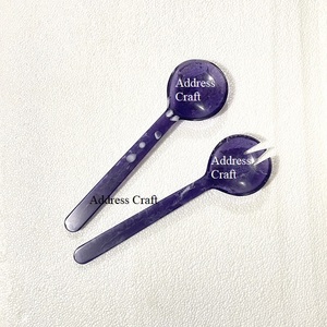 Haute Qualité Violet Blanc Tourbillon Résine Couverts Ustensiles Unique Personnalisé Salade Serveur Ensemble Cuillère De Service Fourchette Cuisine Alimentaire Utilisation - Product Image 6