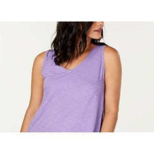 Canotta da donna Style & Co viola a fiori medi con occhiellatura, decorazioni in pizzo e tessuto lavorato a maglia - Product Image 2