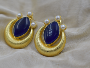 Fait à la main dernière mode laiton plaqué or pierre boucle d'oreille pierre 18K plaqué or boucles d'oreilles femmes mode bijoux boucles d'oreilles femmes - Product Image 2