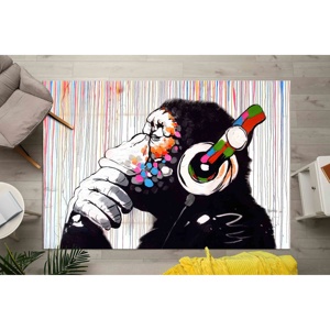 Alfombra Banksy Thinking Monkey: Regalo para amantes de la música, alfombra impresa, alfombra suave no tejida - Product Image 2