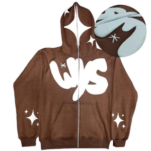 Fabricant Personnalisé Hommes Français Surdimensionné Épaule Tombrée Y2k Masque à Capuche Zip Up Logo 3d Visage Complet Tout Zip Up Hoodi Homme - Product Image 2