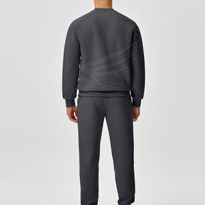 Survêtement pour homme grande taille personnalisable, 100% coton, respirant, de haute qualité, vêtements d'hiver, logo personnalisé, fermeture à cordon, côté - Product Image 2