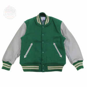 Chaqueta universitaria de diseño personalizado Chaqueta universitaria Letterman personalizada con cuerpo de lana negro y chaqueta con mangas de cuero marrón - Product Image 1