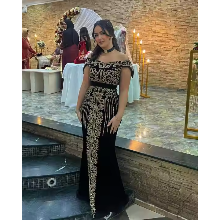 premium embroidered formal dresses stylish Chic A-line V neck Embroidery Long Prom Dress Beautiful Boho Formal Go –  SELINADRESS main image 1