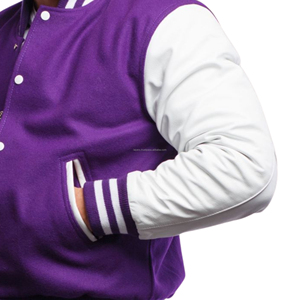 Chaqueta Bomber Clásica Estilo Americano Unisex, Cuerpo de Lana, Mangas de Cuero, Estilo Universitario, Ecológica, Resistente al Viento, con Parches - Product Image 6