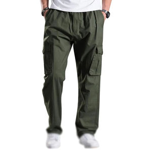 Gran oferta, pantalones Cargo de cintura media de Color sólido para hombre, cintura elástica personalizada, fabricante profesional, pantalones Cargo para hombre lavados - Product Image 1