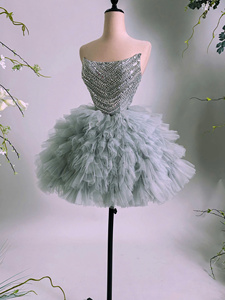 OEM conception personnalisée robe de soirée de bal à la main mode Satin Mini robe de luxe perles mignon imprimé brodé disponible personnalisé nouveau - Product Image 3