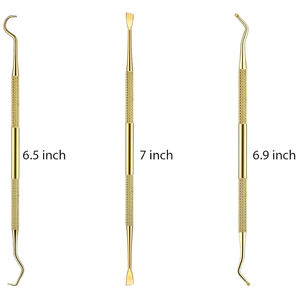 Alemán de acero inoxidable Dental escalar recubierto de oro de doble extremo profesional Dental Limpieza de dientes raspador de dientes para Dental - Product Image 3