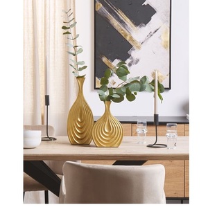 Juego de 3 floreros costeros, Decoración de mesa para sala de estar, jarrón de Metal, florero de Metal para sala de estar - Product Image 3