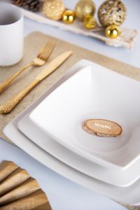 Durable Square Set of 6-pcs Ceramic Dessert Plates White Matte Finishing Nordic Minimalist Elegant Design Eclipse Excelsa - Product Image 6