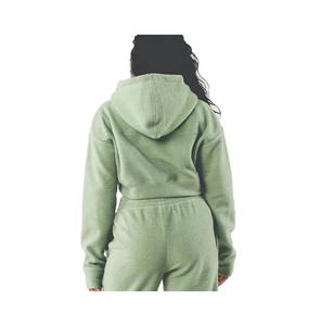 Sudadera con capucha corta y logotipo personalizado para marcas de moda Sudadera con capucha corta con borde crudo - Product Image 6