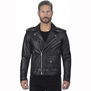 Coupe-vent de moto long personnalisé pour hommes en cuir de vache épais coupe-vent tendance à col montant pour le printemps - Product Image 4