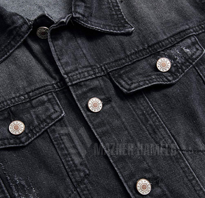 Hot Selling 2025 <b>Men</b> Jeans <b>Jackets</b> Low Moq <b>Men</b> Winter <b>Jacket</b> Low Price Black <b>Denim</b> <b>Jacket</b> Embossed logo - Product Image 2
