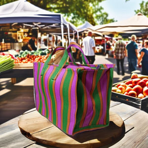 Grands sacs de courses réutilisables en nylon recyclé écologiques avec fermeture éclair et impression offset, design personnalisé, fabriqués en Inde, approvisionnement en gros - Product Image 1