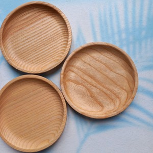 จานไม้เถ้าทรงกลมถาดเสิร์ฟอาหารเครื่องดื่มตกแต่งโลโก้ตามสั่งโดย vitrapro - Product Image 1