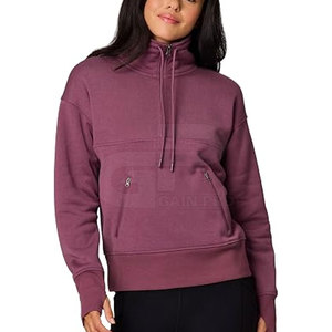 Sweat-shirt à col zippé pour femme, tissu doux et confortable, coupe athlétique élégante, idéal pour le sport et les voyages. - Product Image 4