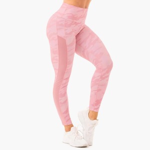 Leggings d'entraînement de gymnastique taille haute pour femmes pantalons de sport de fitness sans couture avec matériau en nylon Spandex de soie pour la course - Product Image 5