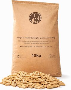 Pellets de bois de pin de qualité supérieure 15 kg, briquettes 100 % naturelles, combustible à haute chaleur, allumage rapide, pour fours à pizza, barbecues, fumoirs (sac) - Product Image 3