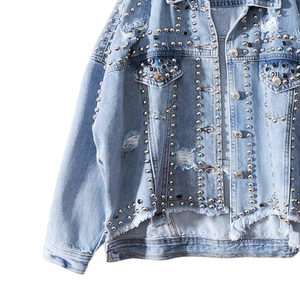 Veste en jean de haute qualité pour veste en jean décontracté à la mode de grande taille avec strass veste en jean en gros - Product Image 6