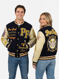 Chaqueta Universitaria Personalizada con Logotipo, Cuerpo de Lana, Mangas de Cuero Sintético, Bordado de Chenilla, Chaqueta de Béisbol Universitaria para Hombre - Product Image 3