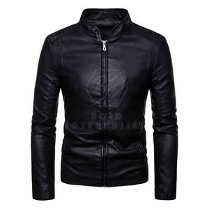 Veste en cuir pour homme, design personnalisé, couleur unie, logo sur le devant, écologique, légère, style streetwear - Product Image 1