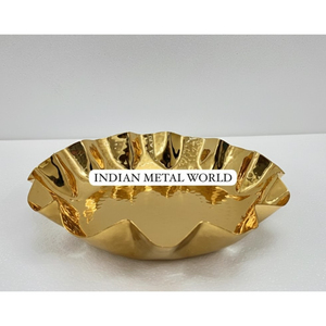 Luxury Designer Gold Finished Aluminium Wavy Platter Modern Hammered Metal Serving Bowl Eco-Friendly Home Decor Chocolate Bowl - Product Image 1