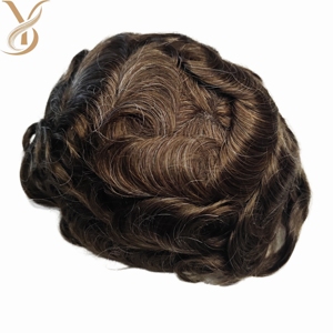 Tupé de Cabello Indio 100% al por Mayor, Piezas de Cabello de Repuesto para Hombre, Encaje, Hilo de Cabello Natural, 100% -130% de Densidad - Product Image 1