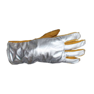 Guantes de soldadura de cuero dividido de piel de vaca de aluminio Guantes de construcción de extinción de incendios resistentes al calor y las chispas del mejor rendimiento - Product Image 5