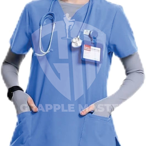 ชุดเซตสครับ8กระเป๋าทรงสลิมฟิตสำหรับผู้หญิงแนวใหม่ยางยืดกางเกงโยคะสายรัดป้องกันริ้วรอยสแปนเด็กซ์เครื่องแบบโรงพยาบาล - Product Image 2