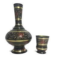 <b>Arabic</b> Brass Metal Aftaba Silapchi <b>Set</b> With Stand Hand Crafted Brass Aftaba With Gold - Product Image 5