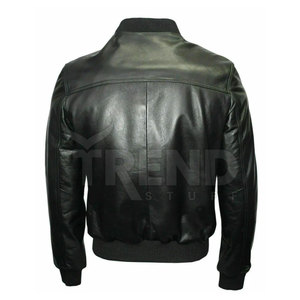 Haute qualité hommes peau de mouton noir véritable Bomber veste High-Street Style hiver col montant en gros toutes tailles-toile - Product Image 6