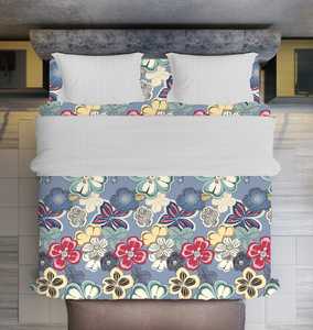 Juego de cama coordinado de flores de microfibra de tamaño Queen Premium con 1 sábana plana y 2 fundas de almohada suaves para USO HOTELERO - Product Image 4