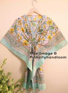 Vestido de noche Maxi Block Impreso La mejor calidad Acolchado Kaftan Albornoz de algodón natural Caftan Hecho a mano Bikini Cover Up - Product Image 5