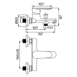 Mezclador de Baño Cromado ONE SCARUB0873CR para Grifo de Ducha Cromado Idro Bric Premium - Product Image 2
